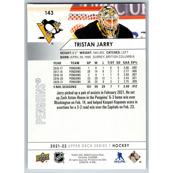 2021-22 UD Hockey Series 1 Tristan Jarry Pittsburgh Penguins #153 - Collectible Craze America