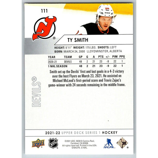 2021-22 UD Hockey Series 1 Ty Smith New Jersey Devils #111 - Collectible Craze America