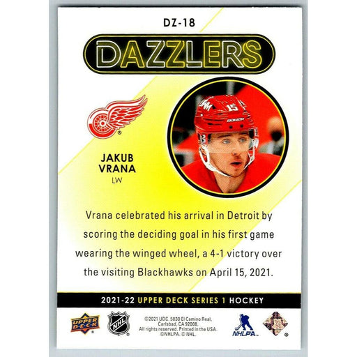 2021-22 Upper Deck Hockey Series 1 Blue Dazzler #DZ-18 Jakub Vrana Detroit Red - Collectible Craze America