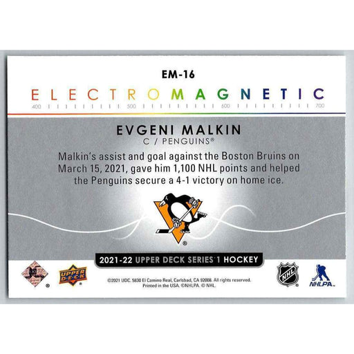 2021-22 Upper Deck Hockey Series 1 Electromagnetic #EM-16 Evgeni Malkin - Collectible Craze America