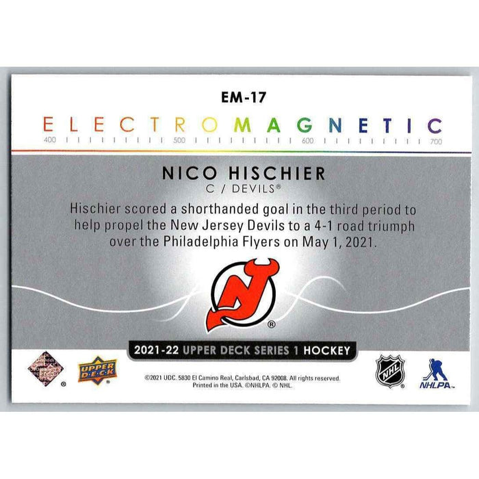 2021-22 Upper Deck Hockey Series 1 Electromagnetic #EM-17 Nico Hischier New - Collectible Craze America