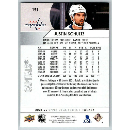 2021-22 Upper Deck Hockey Series 1 French #191 Justin Schultz Washington - Collectible Craze America