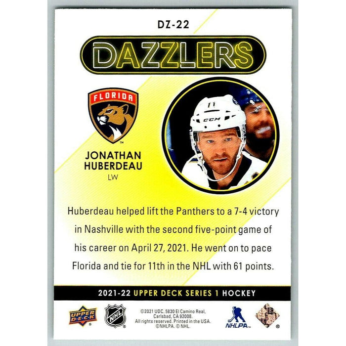 2021-22 Upper Deck Hockey Series 1 Green Dazzler #DZ-22 Jonathan Huberdeau - Collectible Craze America