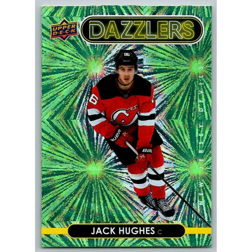 2021-22 Upper Deck Hockey Series 1 Green Dazzler #DZ-28 Jack Hughes New Jersey - Collectible Craze America