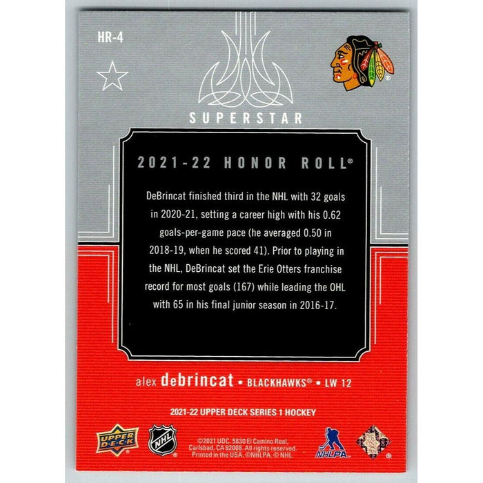 2021-22 Upper Deck Hockey Series 1 Honor Roll #HR-4 Alex DeBrincat Chicago - Collectible Craze America