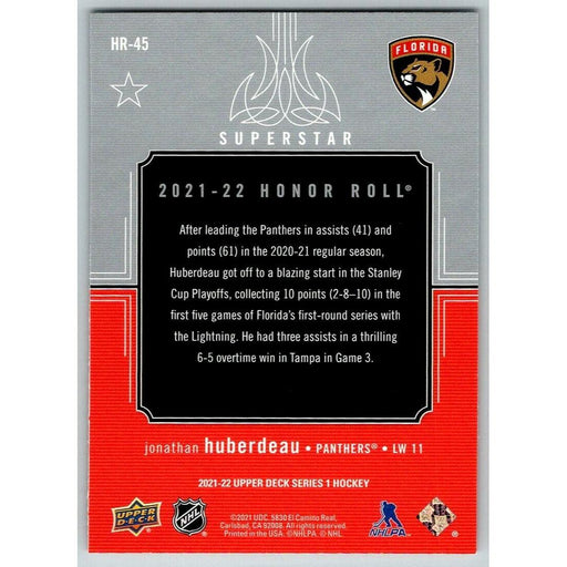 2021-22 Upper Deck Hockey Series 1 Honor Roll #HR-45 Jonathan Huberdeau Florida - Collectible Craze America