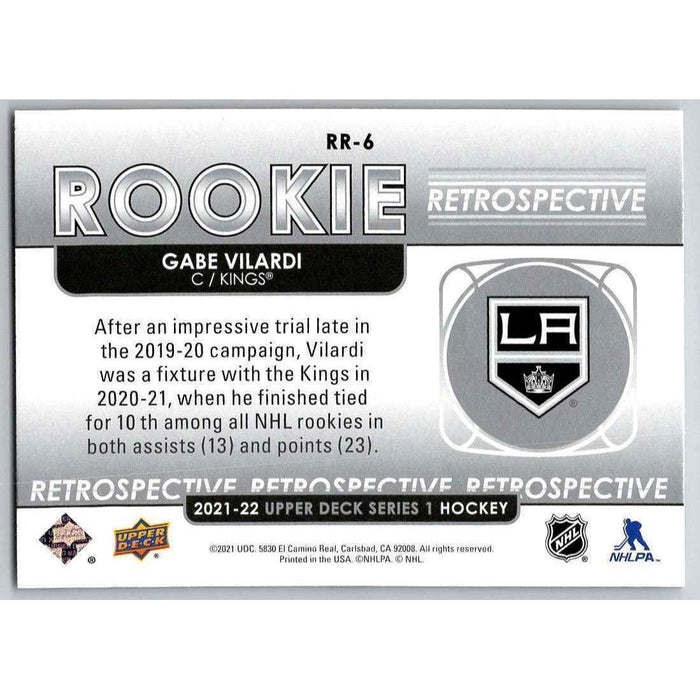 2021-22 Upper Deck Hockey Series 1 Rookie Retrosepctive #RR-6 Gabe Vilardi Los - Collectible Craze America