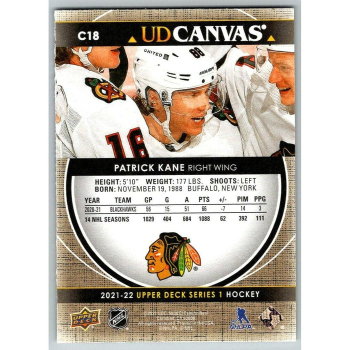 2021-22 Upper Deck Hockey Series 1 UD Canvas #C18 Patrick Kane Chicago - Collectible Craze America