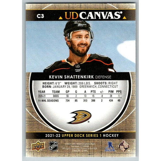 2021-22 Upper Deck Hockey Series 1 UD Canvas #C3 Kevin Shattenkirk Anaheim Ducks - Collectible Craze America