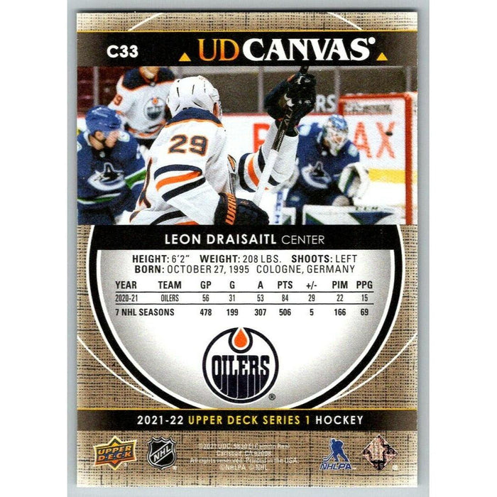 2021-22 Upper Deck Hockey Series 1 UD Canvas #C33 Leon Draisaitl Edmonton Oilers - Collectible Craze America