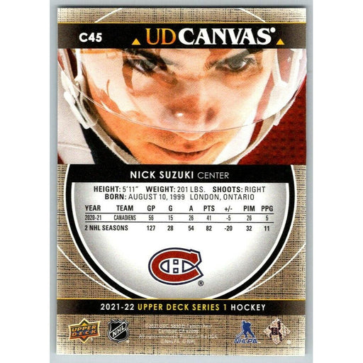 2021-22 Upper Deck Hockey Series 1 UD Canvas #C45 Nick Suzuki Montreal Canadiens - Collectible Craze America