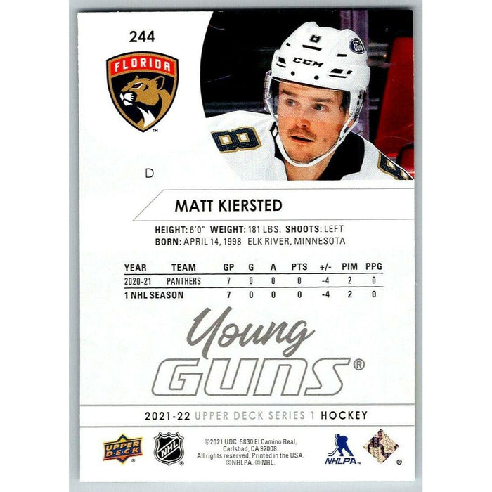 2021-22 Upper Deck Hockey Series 1 Young Guns #244 Matt Kiersted RC Florida - Collectible Craze America