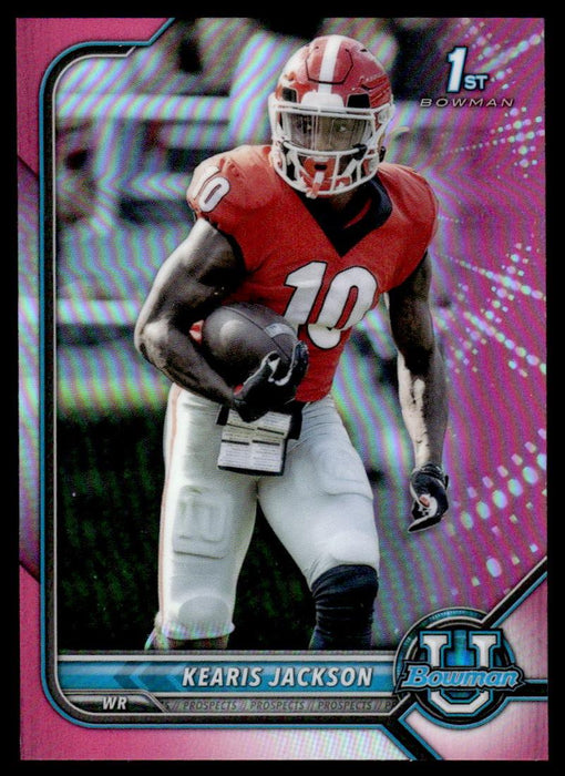 Kearis Jackson 2021 Bowman University Football Pink Refractor Front of Card