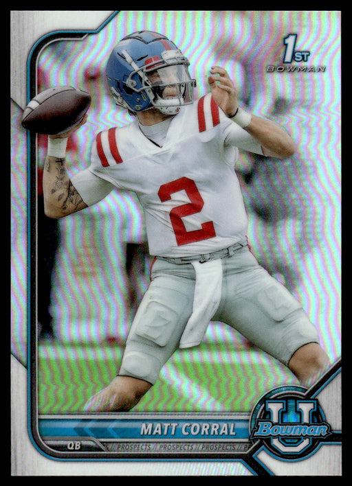 Matt Corral 2021 Bowman University Football Refractor Front of Card