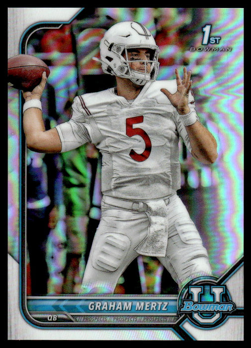 Graham Mertz 2021 Bowman University Football Refractor Front of Card