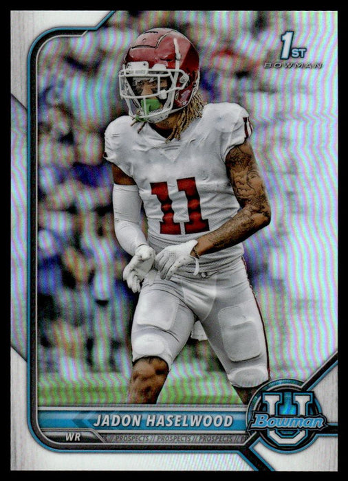 Jadon Haselwood 2021 Bowman University Football Refractor Front of Card