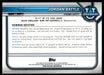 Jordan Battle 2021 Bowman University Football Refractor Back of Card