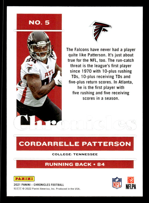 Cordarrelle Patterson 2021 Panini Chronicles Football Chronicles Pink Back of Card