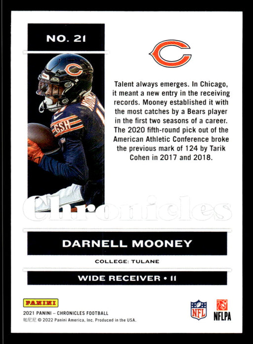 Darnell Mooney 2021 Panini Chronicles Football Chronicles Pink Back of Card