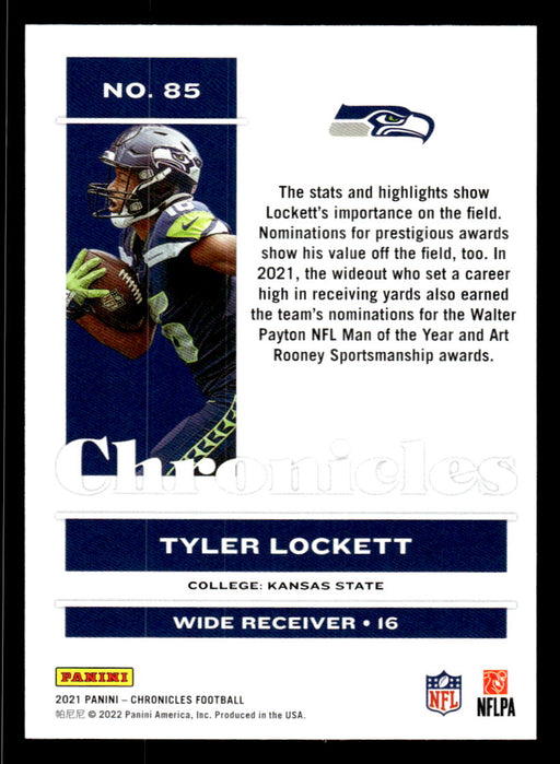 Tyler Lockett 2021 Panini Chronicles Football Chronicles Pink Back of Card