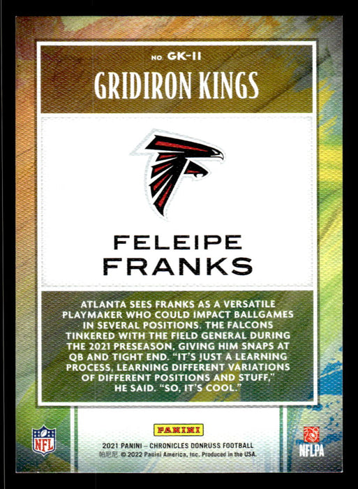 Feleipe Franks 2021 Panini Chronicles Football Gridiron Kings Pink Back of Card