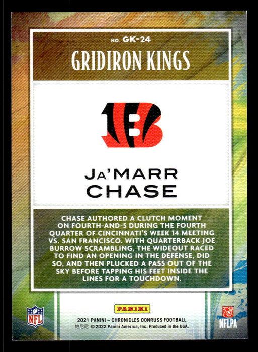 Ja'Marr Chase 2021 Panini Chronicles Football Gridiron Kings Pink Back of Card