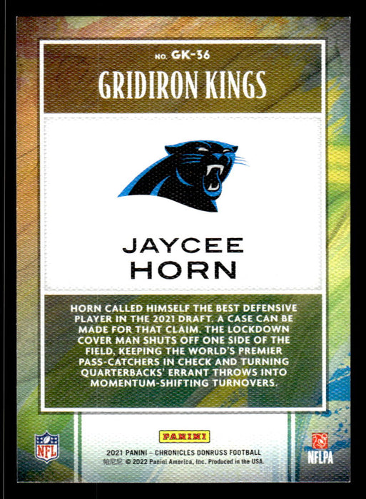 Jaycee Horn 2021 Panini Chronicles Football Gridiron Kings Pink Back of Card