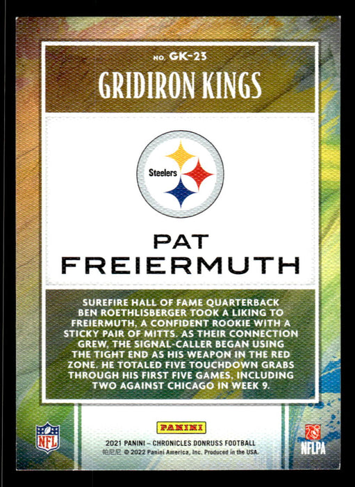 Pat Freiermuth 2021 Panini Chronicles Football Gridiron Kings Pink Back of Card