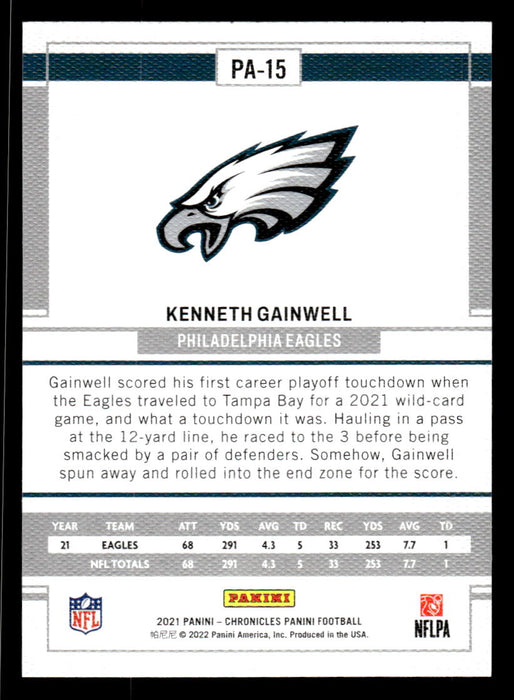 Kenneth Gainwell 2021 Panini Chronicles Football Panini Pink Back of Card