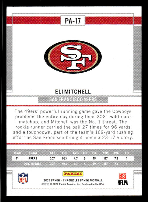 Eli Mitchell 2021 Panini Chronicles Football Panini Pink Back of Card