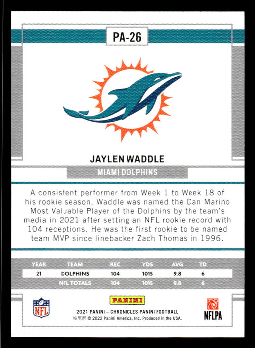 Jaylen Waddle 2021 Panini Chronicles Football Panini Pink Back of Card