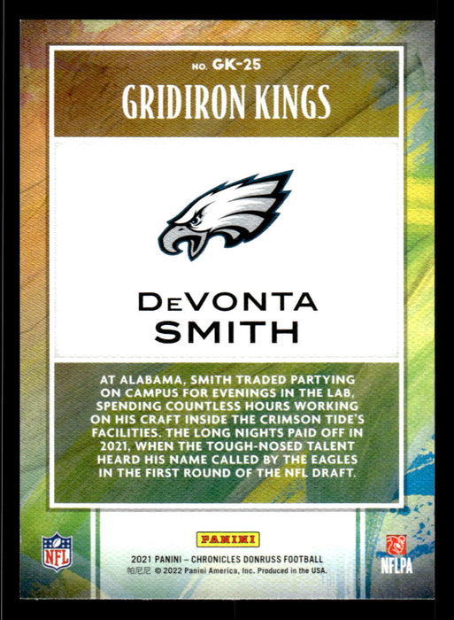 DeVonta Smith 2021 Panini Chronicles Football Gridiron Kings Back of Card