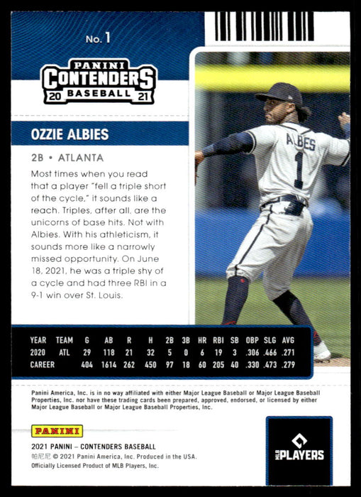 Ozzie Albies 2021 Panini Contenders Baseball Base Back of Card