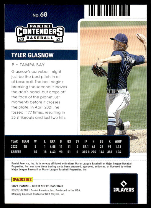 Tyler Glasnow 2021 Panini Contenders Baseball Base Back of Card