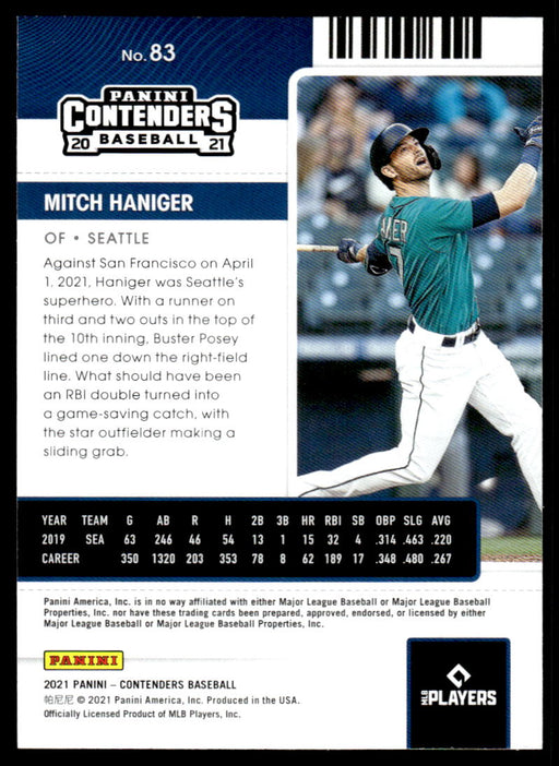 Mitch Haniger 2021 Panini Contenders Baseball Base Back of Card