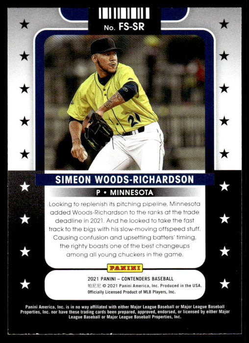 Simeon Woods-Richardson 2021 Panini Contenders Baseball Future Stars Back of Card