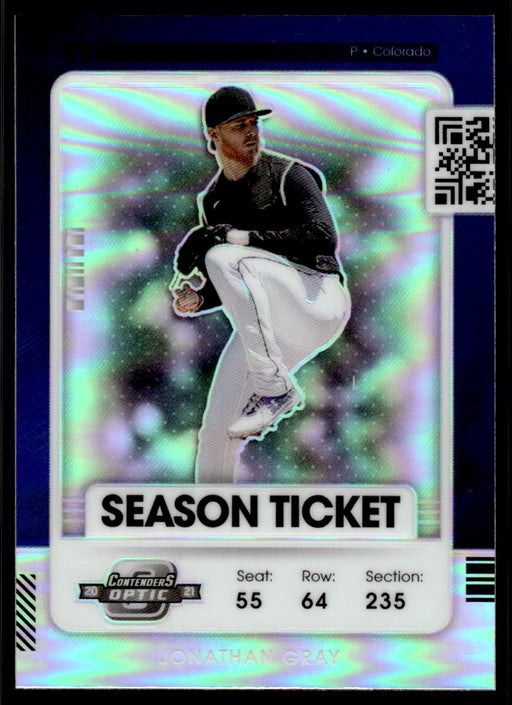 Jonathan Gray 2021 Panini Contenders Baseball Optic Silver Prizm Front of Card