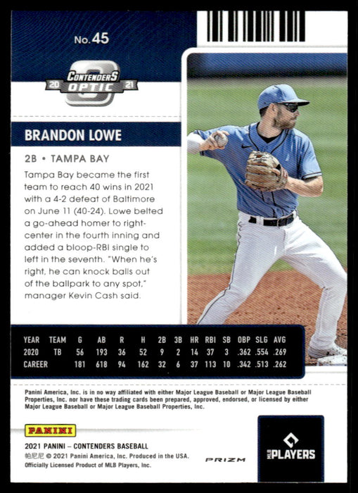 Brandon Lowe 2021 Panini Contenders Baseball Red Wave Prizm Back of Card