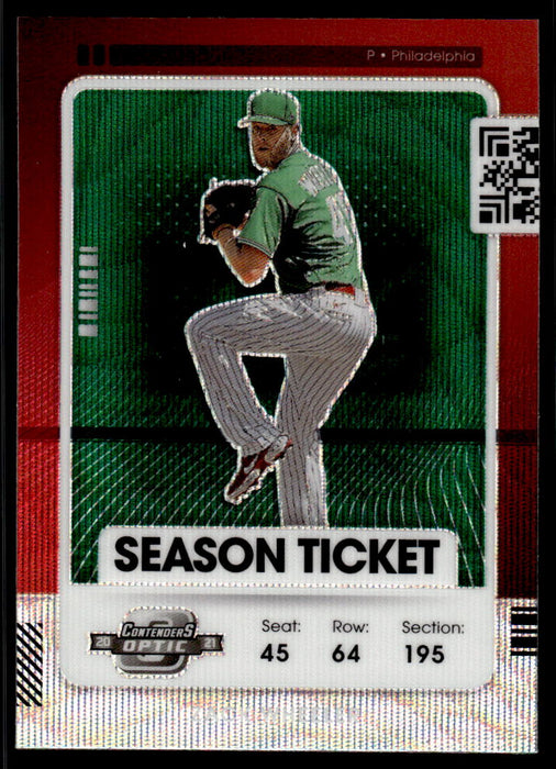 Zack Wheeler 2021 Panini Contenders Baseball Green Wave Prizm Front of Card