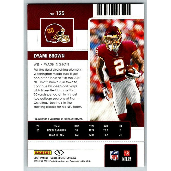 2021 Panini Contenders Football #125 Dyami Brown RC Washington Commanders Auto - Collectible Craze America