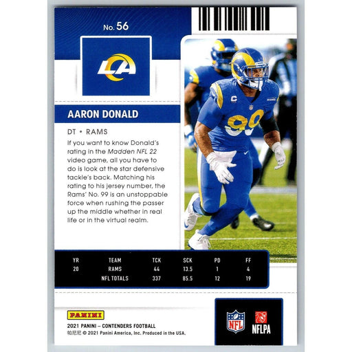 2021 Panini Contenders NFL Aaron Donald Los Angeles Rams #56 - Collectible Craze America