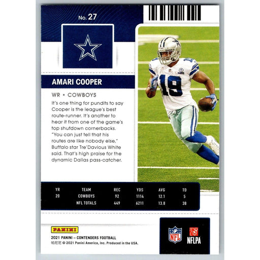 2021 Panini Contenders NFL Amari Cooper Dallas Cowboys #27 - Collectible Craze America