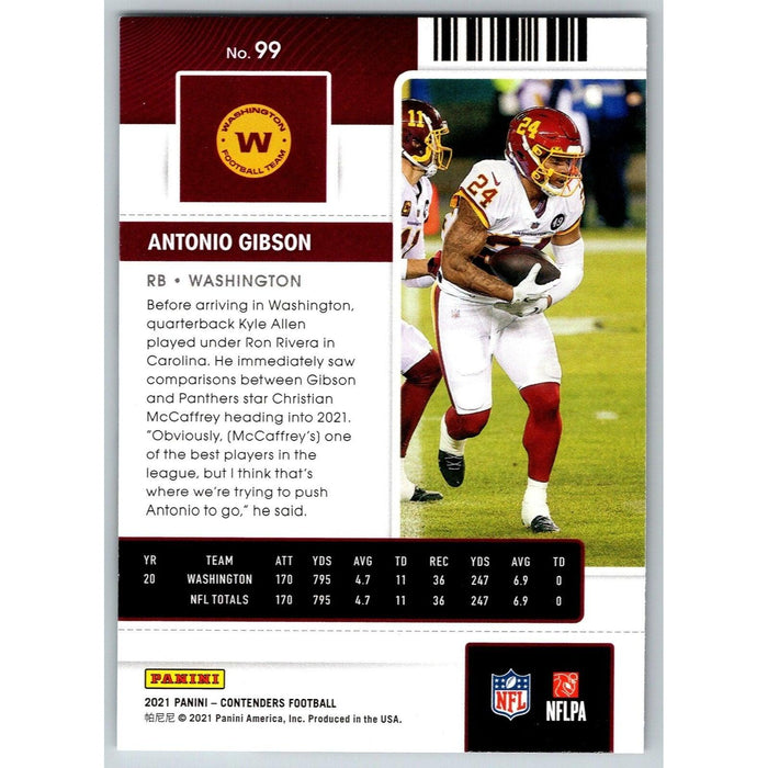 2021 Panini Contenders NFL Antonio Gibson Washington Football Team #99 - Collectible Craze America