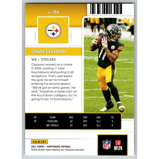 2021 Panini Contenders NFL Chase Claypool Pittsburgh Steelers #84 - Collectible Craze America