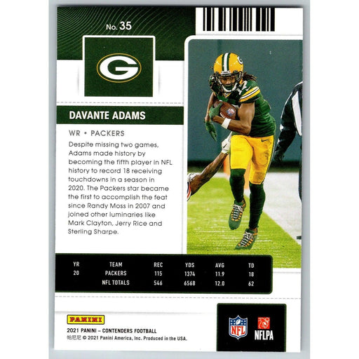 2021 Panini Contenders NFL Davante Adams Green Bay Packers #35 - Collectible Craze America