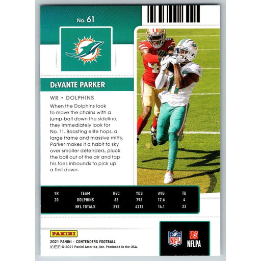 2021 Panini Contenders NFL DeVante Parker Miami Dolphins #61 - Collectible Craze America