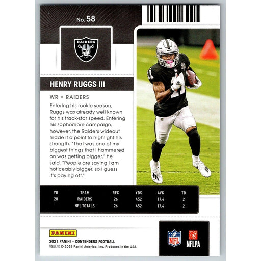 2021 Panini Contenders NFL Henry Ruggs III Las Vegas Raiders #58 - Collectible Craze America