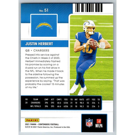 : 2021 Panini Contenders Season Ticket #51 Justin