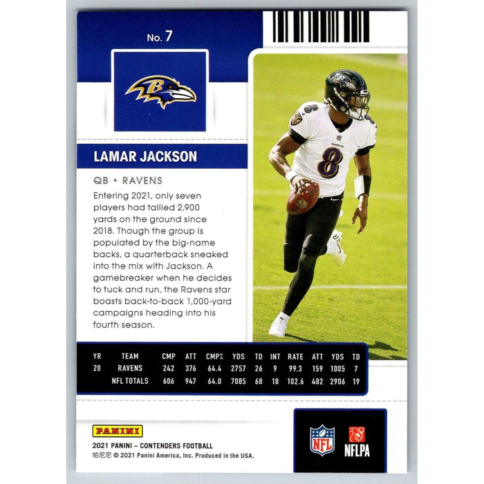 2021 Panini Contenders NFL Lamar Jackson Baltimore Ravens #7 - Collectible Craze America