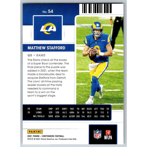 2021 Panini Contenders NFL Matthew Stafford Los Angeles Rams #54 - Collectible Craze America